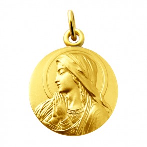 Médaille Vierge en prière auréolée Martineau (Or Jaune)