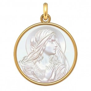 Médaille Vierge en prière (Or & Nacre)