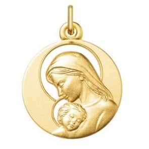 Médaille Vierge et l'Enfant auréoles ajourées (Or Jaune)