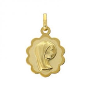 Médaille Vierge Ovale (Or Jaune 9 carat)