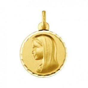 Médaille Vierge au voile ciselée (Or Jaune 9k)