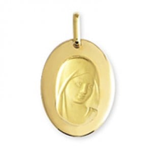 Médaille Vierge intaillée ovale (Or Jaune)