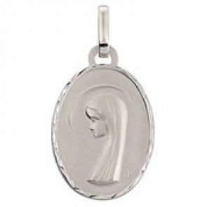 Médaille Vierge Ovale (Or Blanc)