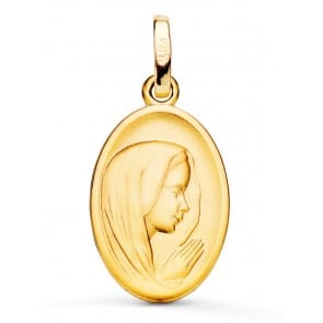 Médaille Vierge en prière Ovale (Or Jaune 9k)