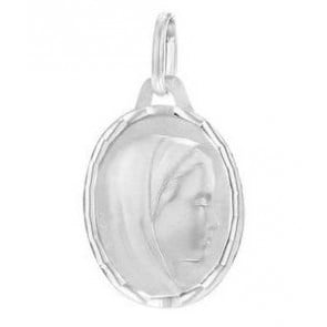 Médaille Vierge profil droit facettée (Or Blanc)