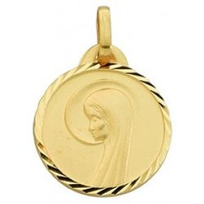 Médaille Vierge au voile Auréolée (Or Jaune 9k)