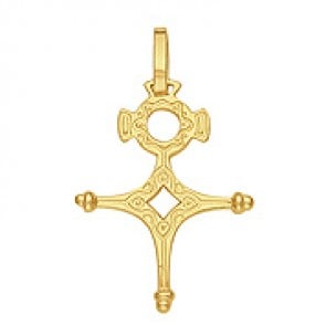 Pendentif Croix d'Agades Fil Plat (Or Jaune)