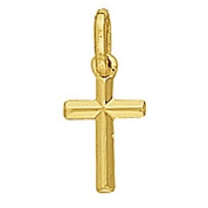 Pendentif Croix Fil Biseauté (Or Jaune)