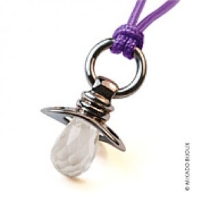 Pendentif Dummy Cristal de Roche (Or Blanc)