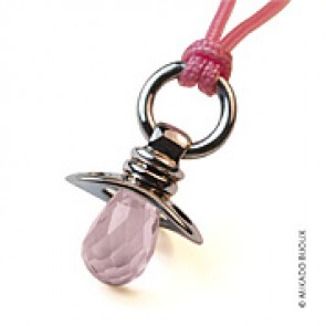 Pendentif Dummy Quartz Rose (Or Blanc)