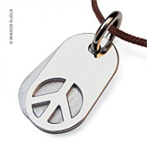 Pendentif Peace and Love - Woodstock (Or Blanc)