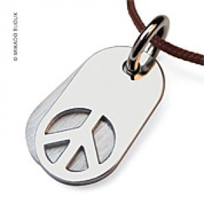Pendentif Peace and Love - Woodstock (Or Blanc)
