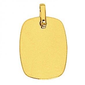 Pendentif Plaque Rectangle aux Bords arrondis (Or Jaune)