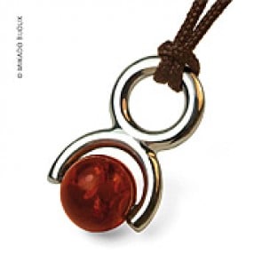 Pendentif Rolling Stone Ambre naturel (Or Blanc)