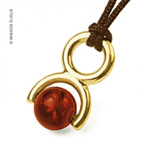 Pendentif Rolling Stone Ambre naturel (Or Jaune)