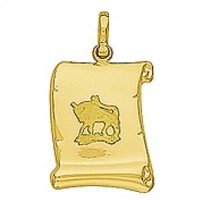 Pendentif Zodiaque Taureau Parchemin (Or Jaune)