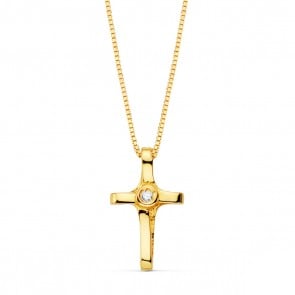 Collier Croix et Diamant (Or jaune)