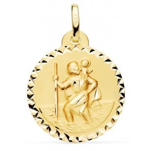 Medaille bébé Mon Premier Bijou Médaille Saint Christophe ronde - Or jaune  9ct sur