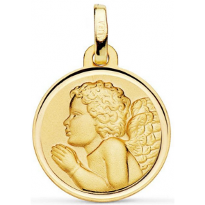 Médaille Ange cheveux ondulés bords polis