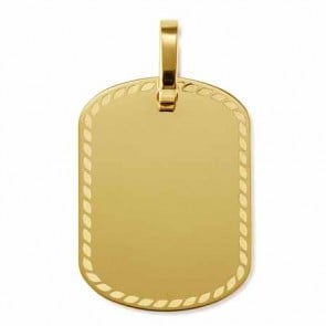 Pendentif plaque tonneau motif corde (Or Jaune)