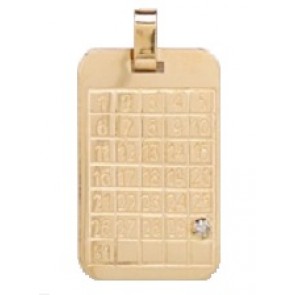 Pendentif Plaque calendrier Diamant (Or Jaune 9K)