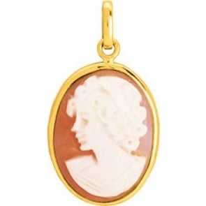 Pendentif camée rouge profil gauche (or jaune)