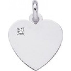 Pendentif coeur et diamant (Or Blanc)