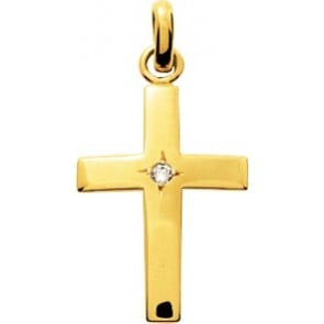 Croix Bombée Diamant (Or Jaune)