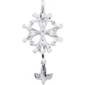 Pendentif Croix Huguenote Or Blanc