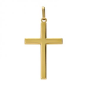 Pendentif Croix Tube Carré (Or Jaune)