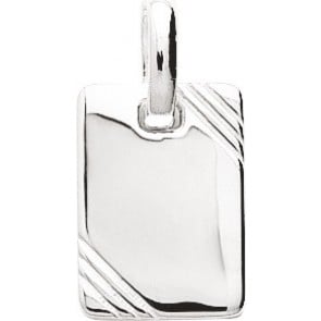 Pendentif plaque rectangulaire travaillée (argent)