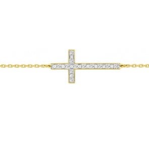 Bracelet Croix diamants (Or Jaune)