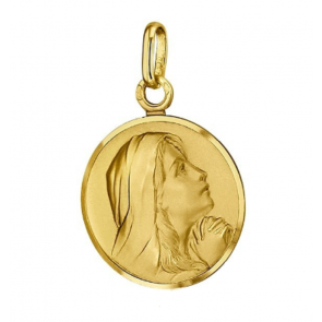 Médaille Vierge en prière aux mains jointes bords polis(Or Jaune) 