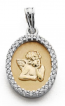 Médaille Ange ovale Bicolore Oz (Or Jaune & Blanc 9K)