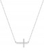 Collier Croix couchée Oxydes de Zirconium (Or Blanc 9K)