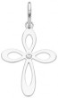 Croix Ajourée Bords Arrondis avec diamant (Or Blanc) 