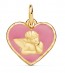 Médaille Ange coeur email rose
