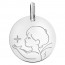 Médaille ange à l'étoile de profil en or blanc 9 carats