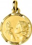 Médaille Ange à l'Oiseau Godronnée (Or Jaune)