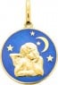 Médaille Ange pensif laque bleue
