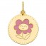 Médaille Plaque Ronde Fleur (Or Jaune)