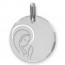 Médaille Vierge en prière auréolée ciselée (Or Blanc 9K) 