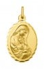 Médaille Vierge à l'enfant ovale bords ciselés (Or jaune)