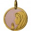 Medaille vierge sur fond rose (Or Jaune et Acier)
