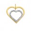 Pendentif Cœur Ajouré et Cœur Or Blanc Diamanté (Or jaune et Or blanc)