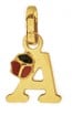 Pendentif Lettre A Coccinelle Rouge et Noire (Or Jaune)