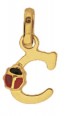 Pendentif Lettre C Coccinelle Rouge et Noire (Or Jaune)