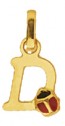 Pendentif Lettre D Coccinelle Rouge et Noire (Or Jaune)