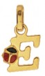 Pendentif Lettre E Coccinelle Rouge et Noire (Or Jaune)