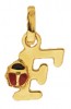 Pendentif Lettre F Coccinelle Rouge et Noire (Or Jaune)